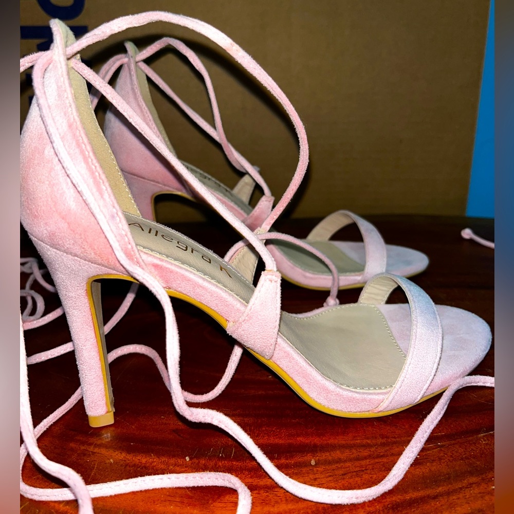 Pink Lace Up Heels *Never worn
